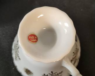 Vintage Lefton Hand Painted Pedestal Tea Cup and Saucer with Figural Scene