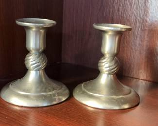 Pair of Royal Holland Pewter Candlesticks with Twisted Column