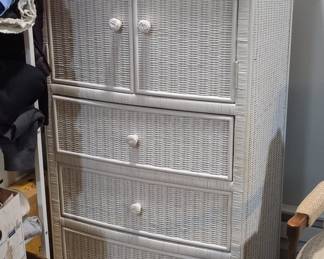 Henry Link White Wicker Armoire Dresser