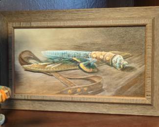 Framed Painting of a Knife and Sheath