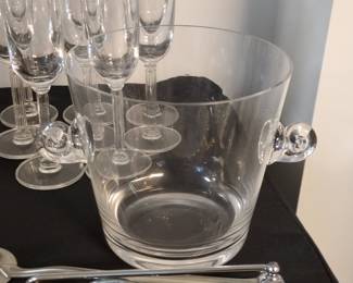 Tiffany & Co. Crystal Ice Bucket with Scroll Handles