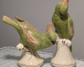 Pair of Lefton Ceramic Parrots Figurines