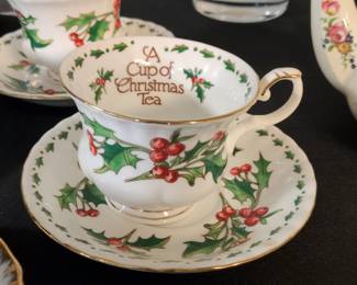 A Cup of Christmas Tea Bone China Tea Cup and Saucer Set by Waldman House Press