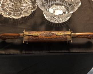 Vintage Indian Hand Carved Wood & Brass Carving Set