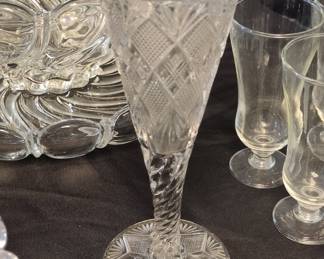 Antique EAPG Bud Vase with Twisted Stem and Starburst Base