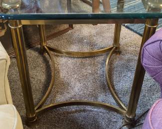 LaBarge Style Brass and Glass Side Table