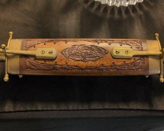 Vintage Indian Hand Carved Wood & Brass Carving Set