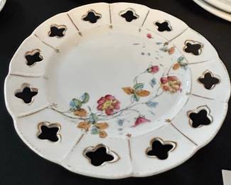 Victoria Carlsbad Austria Hand-Painted Floral Reticulated Dessert Plate