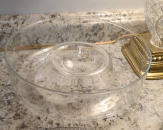 Princess House Heritage Etched Crystal Chip and Dip Bowl