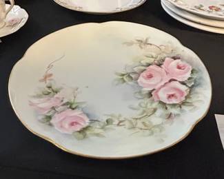 Hand-Painted Porcelain Plate with Roses