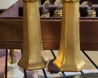 Pickard Gold Encrusted Porcelain Salt and Pepper Shakers
