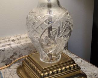 Cut Crystal Table Lamp with Brass Base - Not Waterford