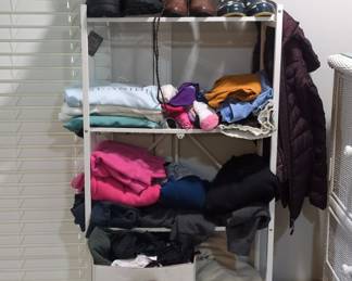 Assorted Footwear and Clothing with Shelving Unit