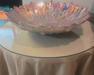 Artisan Marbled Glass Bowl with Petal Edge