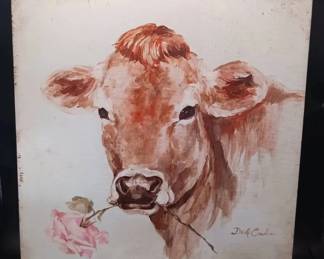 Square 12" Signed Cow Art — Debi Coules Print