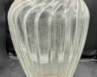 16" Tall Glass Vase with Vertical Ribbed Design