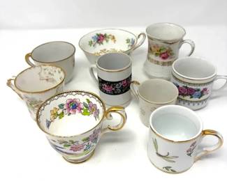 (9) Tiny Teacups 3” & 2” Including Limoges
