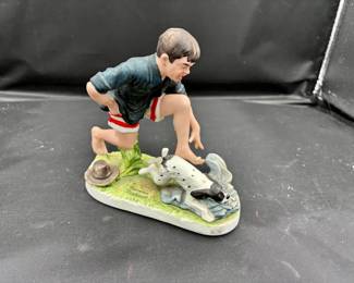 Norman Rockwell Boy and Dog Jumping into Water Figurine