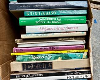 Box of Books about Gardening, Art, Etc