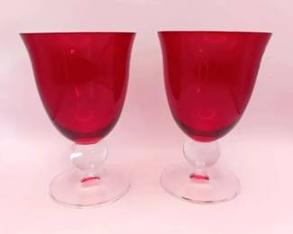 (2) Red Glass Stemware