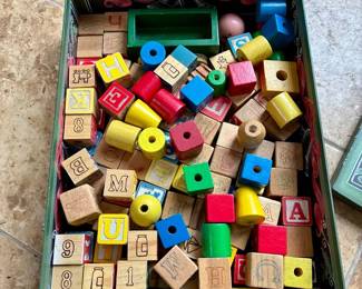 Vintage Toy Blocks in Christmas Box