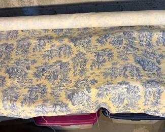 56”L Bolt of Beautiful Blue Toile Fabric Medium Weight