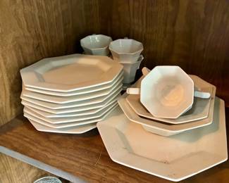 White Castleton China Set with Plates, Mugs and Serving Dishes