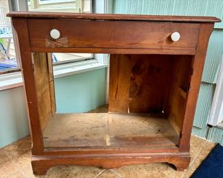 Open Wood Cabinet with Single Drawer