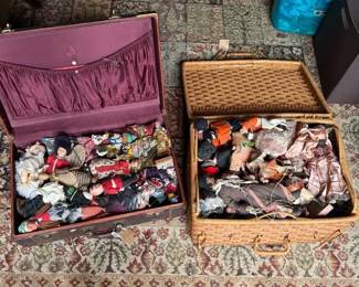Two Suitcases Of Vintage Dolls