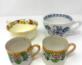 (4) Pretty Mix Matched Teacups