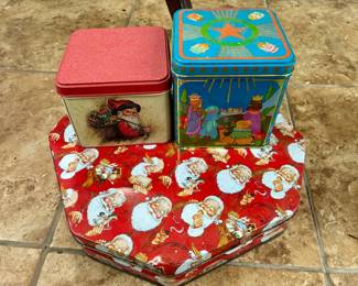 (3) Vintage Christmas Themed Tins