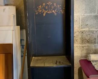Unique Black Painted Cabinet, 6ft x 16w x 10d Missing Shelves