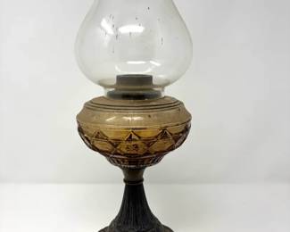 Amber Glass Oil Lamp
