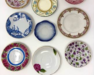 (9) Beautiful Mix Match Porcelain Saucers 5-6” Including Wedgewood