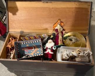 Wooden Chest With Christmas Decor