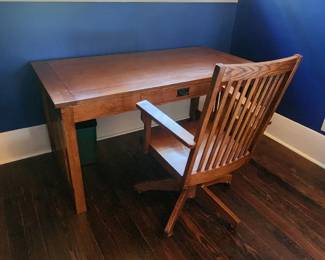oak library table and chair