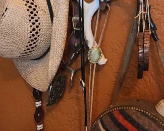 western hats, belts, canteen & decor