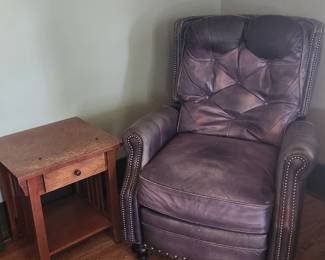 recliner and oak side table