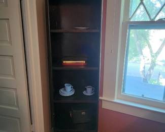 antique narrow display/bookcase