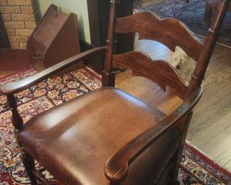 dining chair with leather seat and texas star