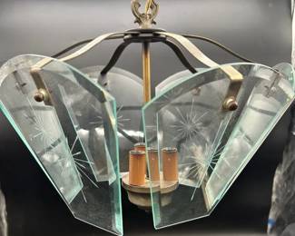 Vintage Brass And Glass Chandelier