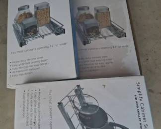Cabinet Solutions 11in Roll Out Organizers x2 And Lid And Skillet Organizer
