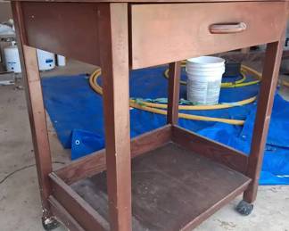 Wooden Kitchen Cart Rolling