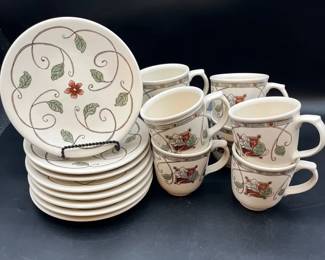 Phaltzgraff Set Of 8 Plates And Cups Mission Flower