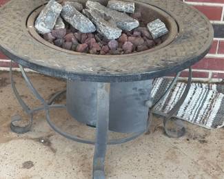 Outdoor Propane Gas Fire Pit Table, Faux Stone Top, 31 Round
