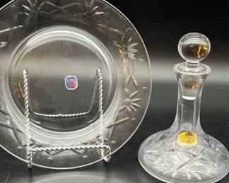 Vintage Atlantis handblown full lead crystal liquor decanter Heisey Plate