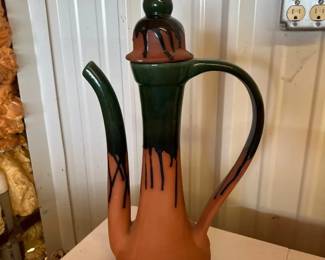 Pottery Pitcher With Green Glaze