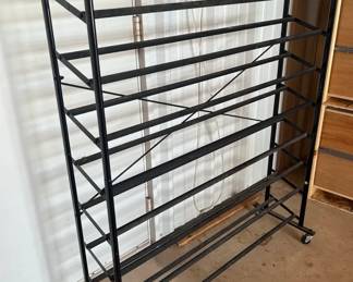 Black Aluminum Padded 9 Shelf Rolling Shoe Rack