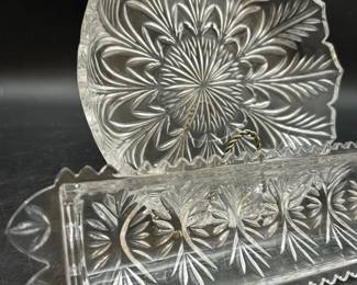 Vintage Glass Bowl And Cracker Tray