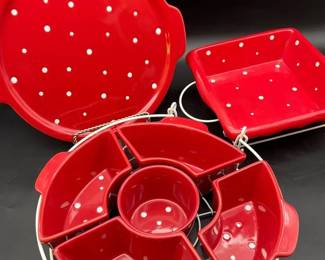 Temptations Red Polkadot Ovenware